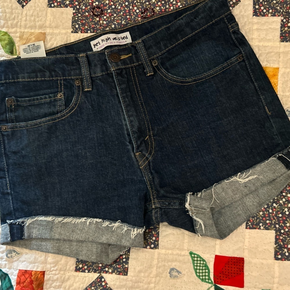 Levi x get high waisted upcycled shorts size large